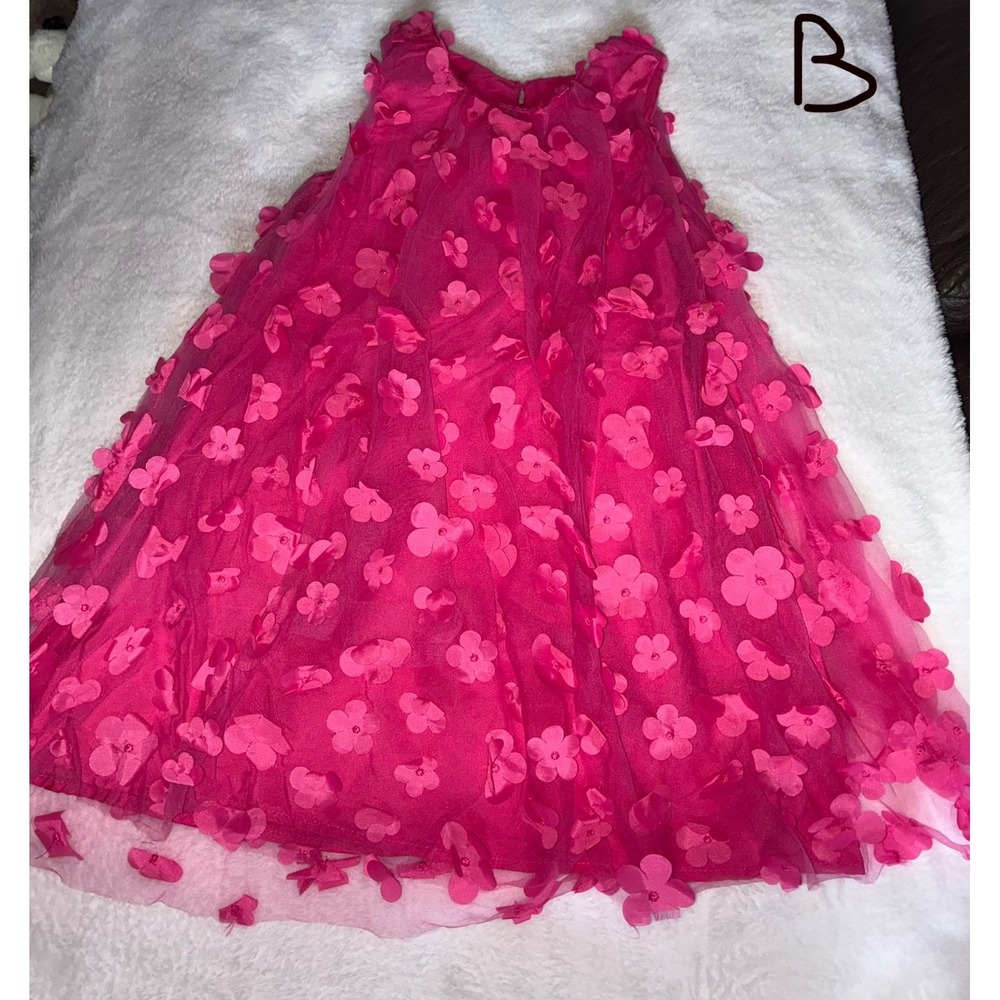 Kensie Girl Size 5 Hot Pink 3D Floral Tulle Party Dress